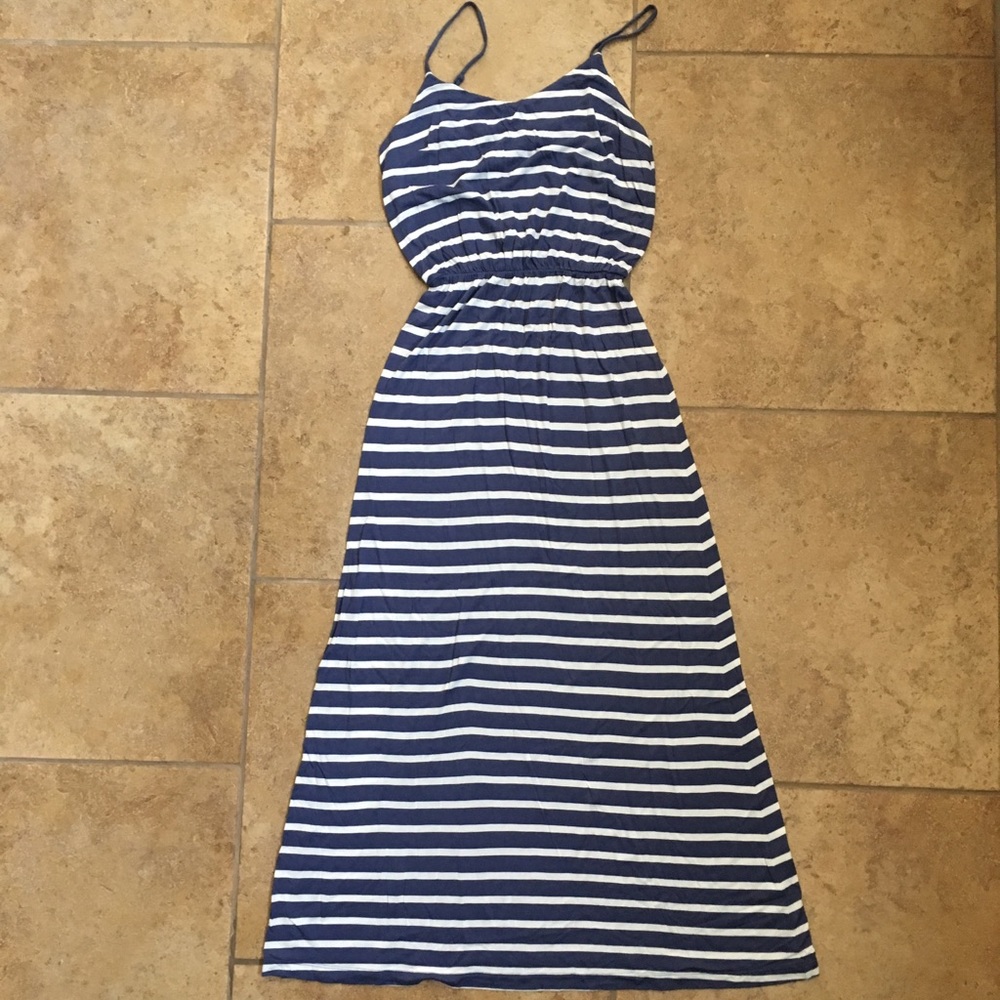 Gap maxi dress blue stripes size sm